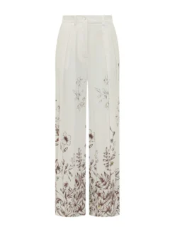 Angeline Wide Leg Trousers with Floral Print