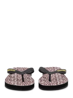 Animal Print Flip Flops With Logo Detail