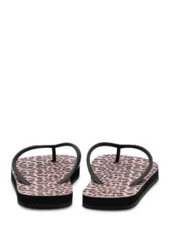 Animal Print Flip Flops With Logo Detail
