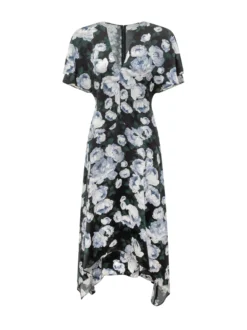 Asymmetric Floral Midi Dress