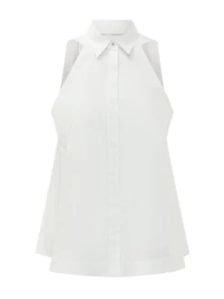 Becola Sleeveless Top with Collar and Buttons