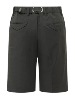 Bermuda Shorts with Belt and Pleats