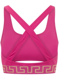 Bikini Top with Crossed Straps and Logo Band