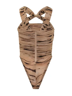Bodysuit with Crossed Straps and Print