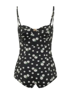 Bodysuit with Floral Print and Structured Cups