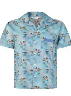 Bowling Shirt with Palm Print