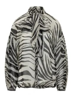 Bow Neck Printed Shirt