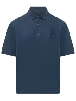 Boxy Fit Patch Polo with Collar and Logo