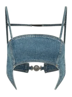 Bra Top in Denim with Straps and Front Closure