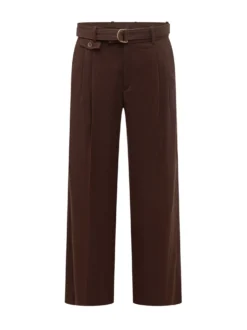 Brown Wide-Leg Trousers with Belt