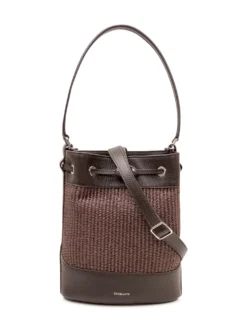 Bucket Bag Monda in Wicker with Woven Panel