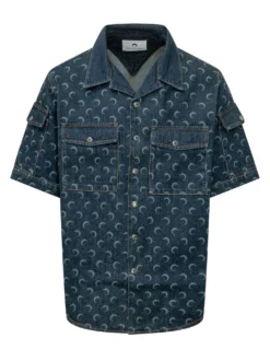 Camicia Denim Maniche Corte con Tasche