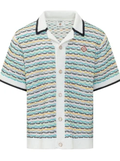 Camicia Tuck Stitch a Maniche Corte