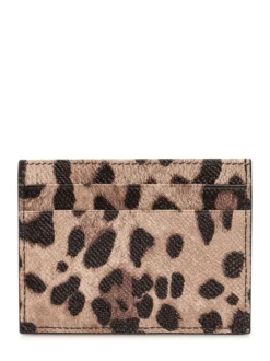 Card Holder with Logo Plaque and Animal Print