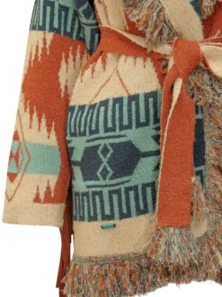 Cardigan with Fringes and Belt