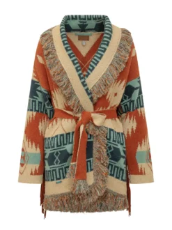 Cardigan with Fringes and Belt