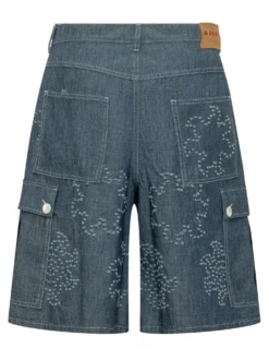 Cargo Bermuda Shorts with All-Over Graphic Pattern