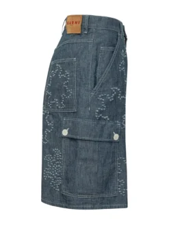 Cargo Bermuda Shorts with All-Over Graphic Pattern