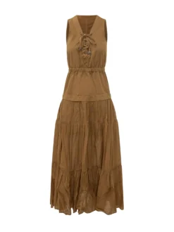 Casarsa V Neck Dress with Ruffles