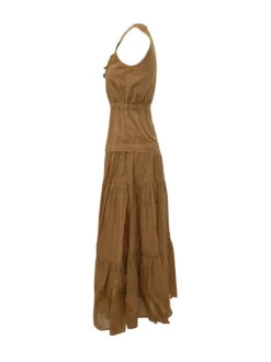 Casarsa V Neck Dress with Ruffles