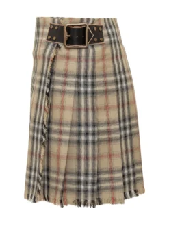 Checked Mini Skirt with Frayed Hem