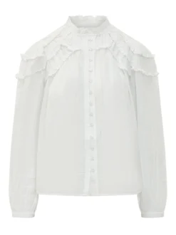 Christa Ruffled High Neck Shirt