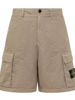 Cotton Cargo Bermuda Shorts With Side Pockets