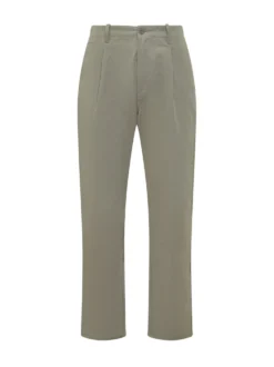 Cotton Tapered Pants with Pleats