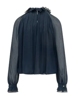 Creponne Shirt with Ruffled Neck