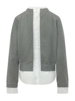 Crew Neck Knit Sweater with Shirt Insert