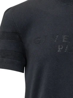 Crew Neck Short Sleeve Sweater with Mesh Inserts