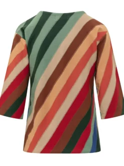 Crewneck Top with Intarsia Stripes