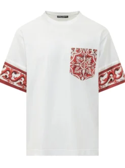 Crew Neck T-shirt with Printed Pocket