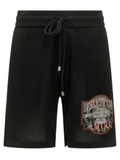 Crochet Shorts with Drawstring and Front Embroidery