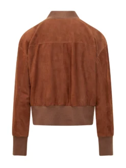 Cropped Bomber Jacket with Zip and Flap Pockets