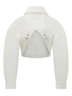 Cropped Denim Jacket with Pockets and Buttons