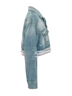 Cropped Denim Jacket with Pockets and Buttons