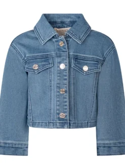 Cropped Denim Jacket with Pockets