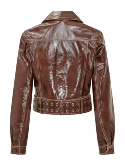 Cropped Double Breasted Jacket with Belt