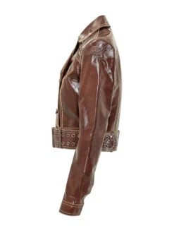Cropped Double Breasted Jacket with Belt