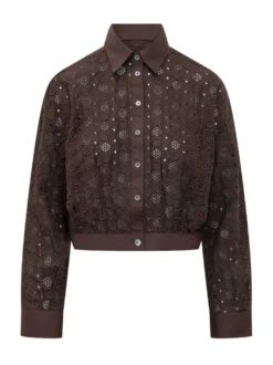 Cropped Shirt with Broderie and Collar