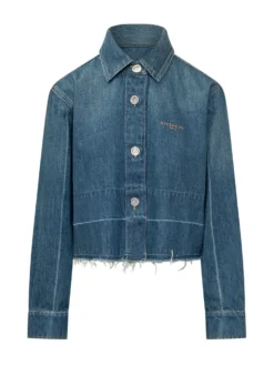 Cropped Shirt with Frayed Hem