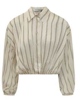 Cropped Shirt with Stripes