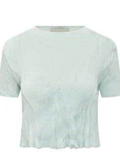 Cropped Short Sleeve Top with Crew Neck
