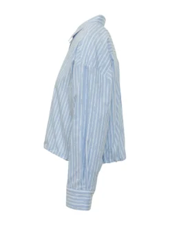 Cropped Striped Shirt with Classic Collar