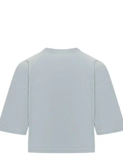 Cropped T-Shirt with Embroidered Logo