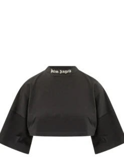 Cropped T-shirt with Neck Logo