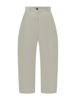 Curved Leg Trousers with Pleats
