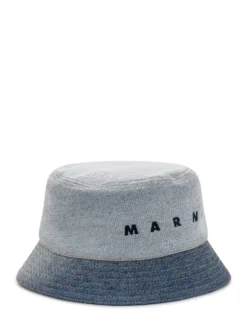 Denim Bucket Hat with Embroidered Logo