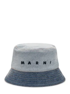 Denim Bucket Hat with Embroidered Logo